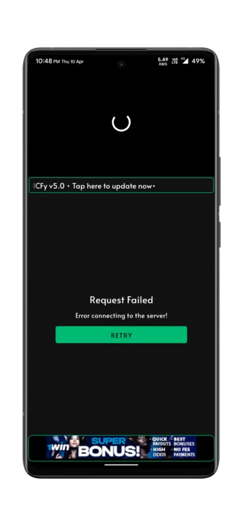 cricfy tv request failed 
